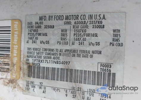 2001 Ford F-150 Lariat/Xl/Xlt from USA, damaged, VIN 1FTRX17L11NB54097